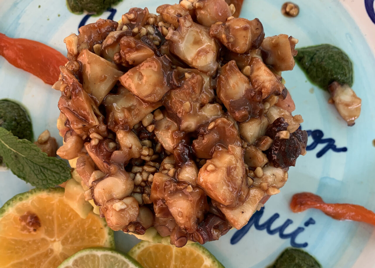 Octopus with peanut sauce at La Cevicheria, Cartagena